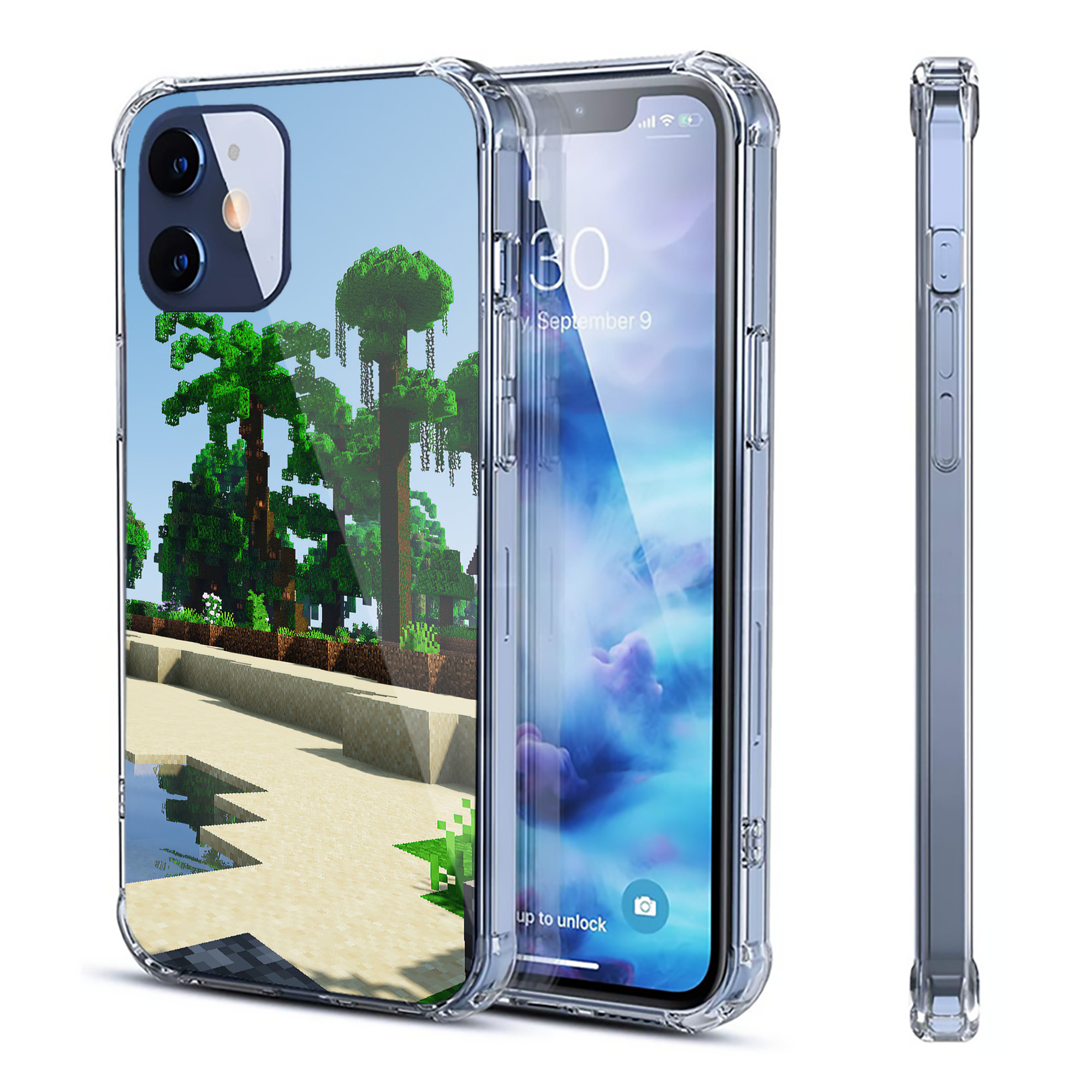 （画像用） マインクラフト ブロックの世界 Minecraft MC Block world 【iPhone 12シリーズ対応】透明スマホケース（クリアソフトケース）